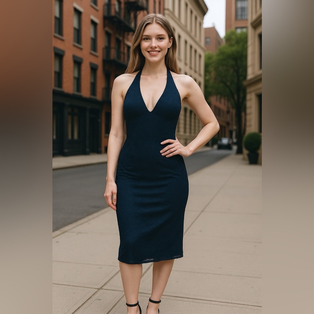 Bardot Midnight Blue Chic Halter Dress 💙 Size 10 NWT